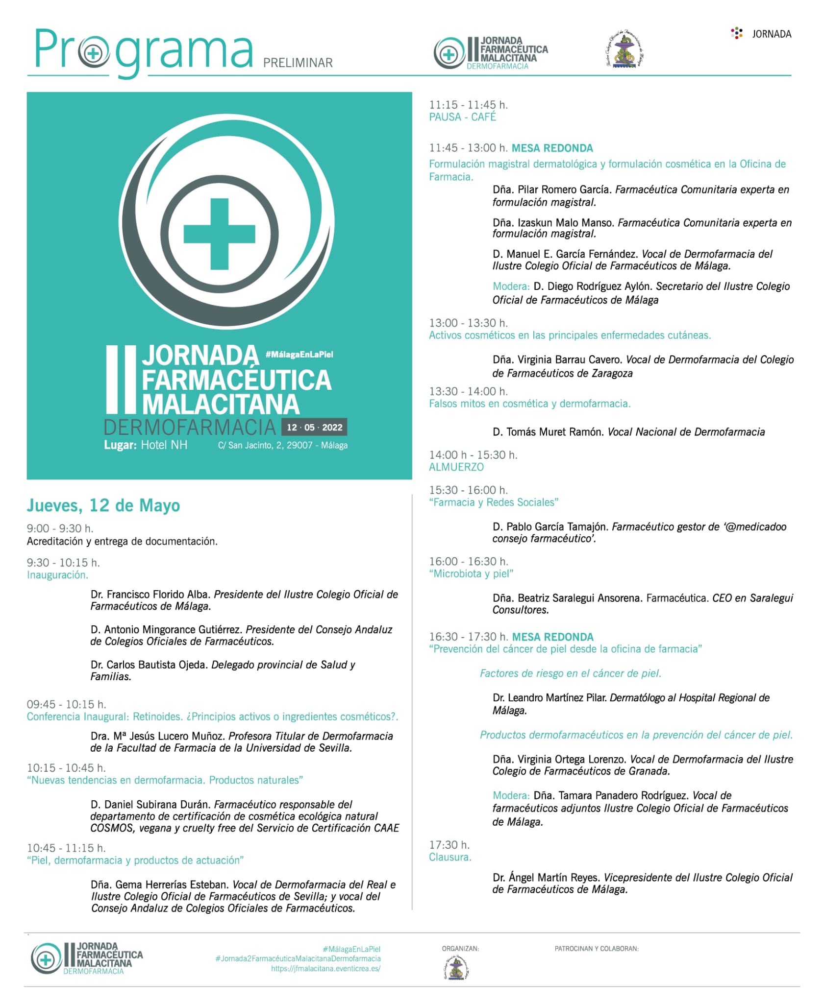 Programa II Jornada Farmacéutica Malacitana 